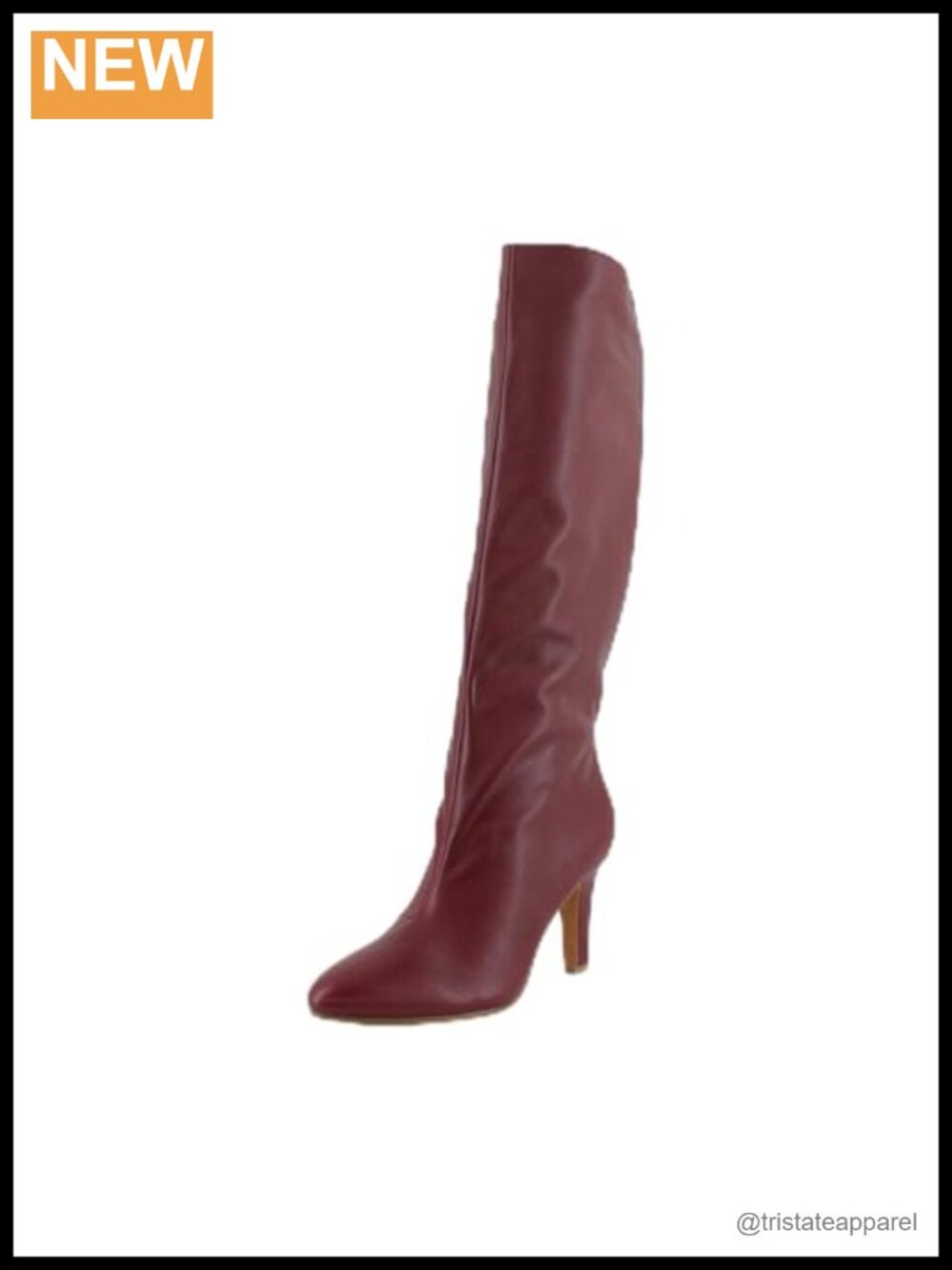Leather Block Heel Calf High Bootie Pull-On